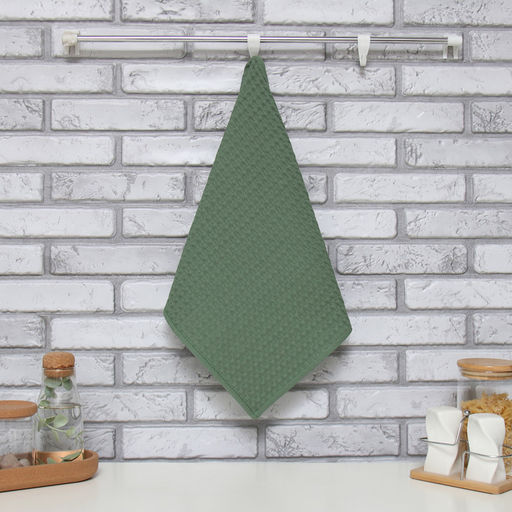 Цена за 2 шт. Полотенце Доляна цв. хаки 35х60 см, 100% хл., крупная вафля 220 г/м2