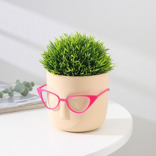 Кашпо для цветов со вставкой Мари, 650 мл, d=11.5 см, h=10.5 см, бежевое