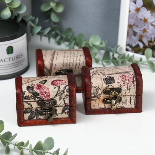 Шкатулка для украшений «Сундучок. Цветущий город», дерево, 6×8×5.5 см