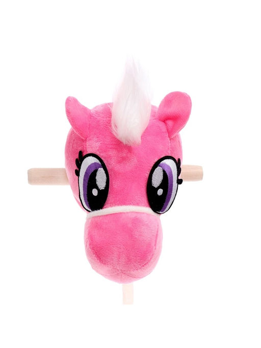 Мягкая игрушка Конь-скакун, на палке, цвет розовый