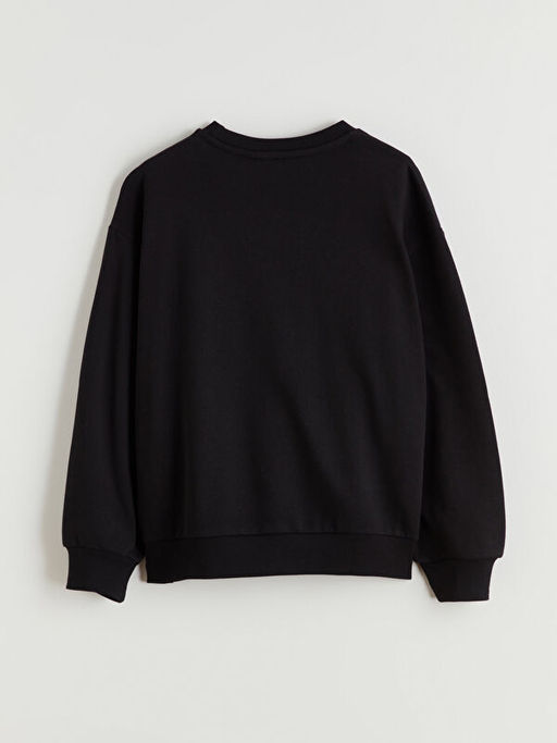 Bisiklet Yaka AC/DC Bask?l? K?z ?ocuk Sweatshirt