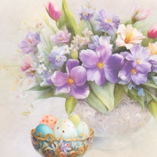 Набор декупажных карт 5 шт «Букет на Пасху», 45 г/м2, формат А4