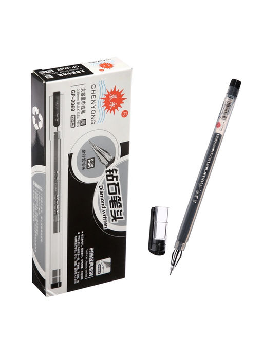 Цена за 12 шт. Ручка гелевая «Кристалл», безстержневая, чёрная, узел 0.38 мм