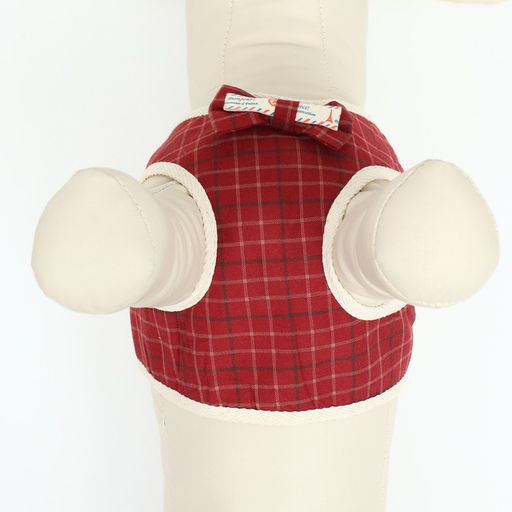 Комплект с мягкой шлейкой Клетки, размер S, поводок, 120 х 1,5 см, ОГ 28-62 см, красный - Пижон фото 6