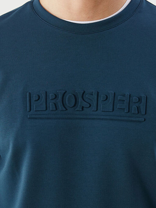 Bisiklet Yaka Bask?l? Erkek Sweatshirt