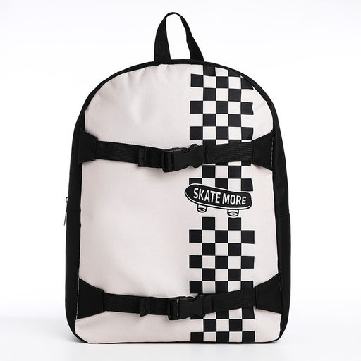 Рюкзак школьный текстильный с креплением для скейта Skate more, 38×29×11 см, чёрный, отдел на молнии