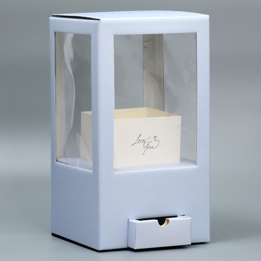 Коробка подарочная для цветов с вазой из МГК складная, упаковка, «Love», 16×23×16 см