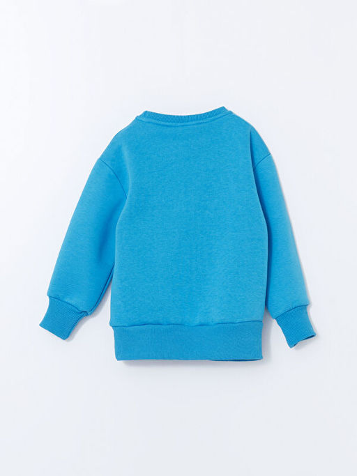 Bisiklet Yaka Bask?l? Erkek ?ocuk Sweatshirt