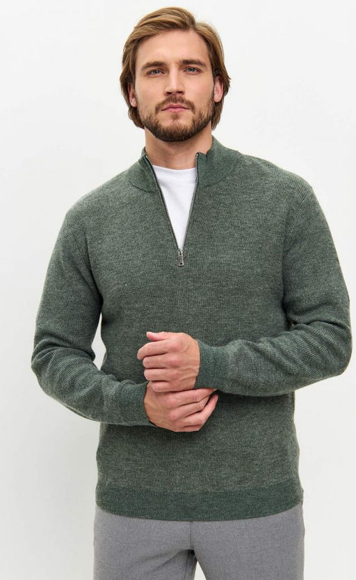 Джемпер мужской с воротником-стойкой на молнии F321-15304Rus зеленый - Fine joyce фото 2