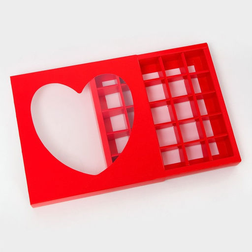 Цена за 2 шт. Коробка для 25 конфет, красное сердце, 22×22×3.5 см