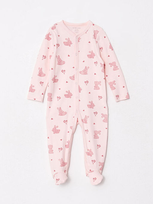 V Yaka Uzun Kollu Bask?l? K?z Bebek Tulum 2li - Waikiki фото 3