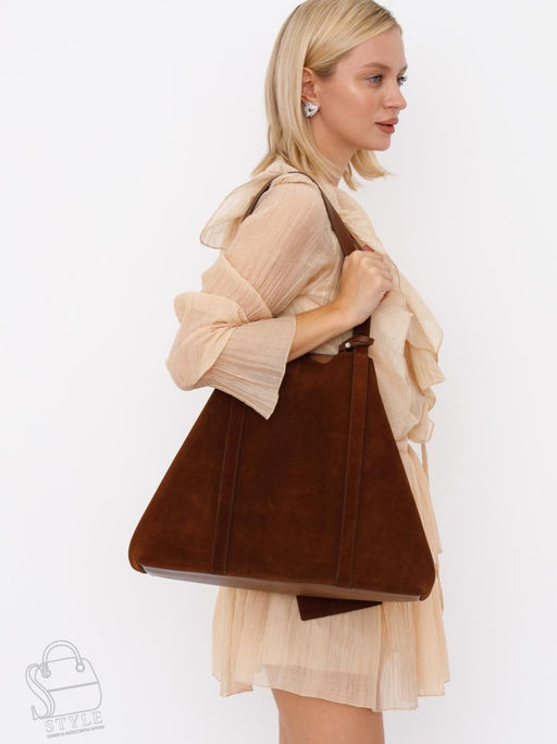 Сумка женская кожаная 1029M brown Polina&Eiterou
