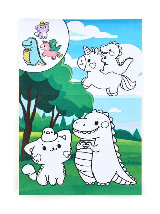 Цена за 10 шт. Наклейки детские «Милые животные», раскраска на обороте, 11×15.5 см