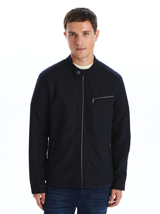 Slim Fit Biker Yaka Erkek Mont