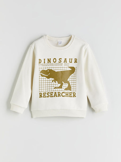 Bisiklet Yaka Bask?l? Erkek ?ocuk Sweatshirt 2li