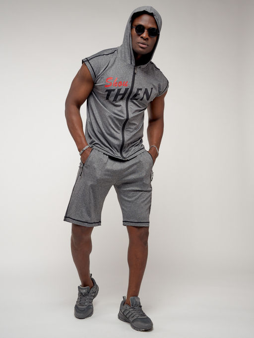 Спортивный костюм летний мужской серого цвета 2264Sr - FUYOUKAI фото 5