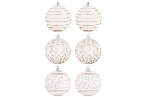 Набор 6 новогодних шаров 9,5*9,5 см Винтаж шампань с эффектом старины - Elan gallery фото 4