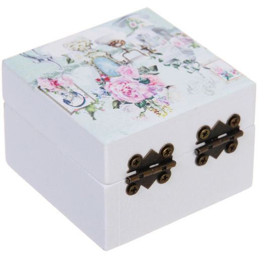 Цена за 2 шт. Шкатулка деревянная с зеркалом "МАРЦИПАН", пудровые пионы, 6.5*6.5*4.5см (в коробке)