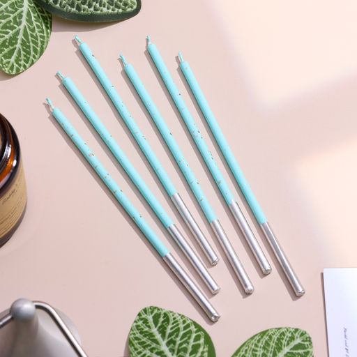 Цена за 2 шт. Свечи для торта «Исполнение желаний», 15 см, 6 шт., голубой цвет