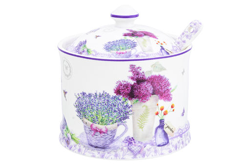Сахарница 250 мл 9*9*10 см Лаванда + ложка, NEW BONE CHINA - Elan gallery фото 9