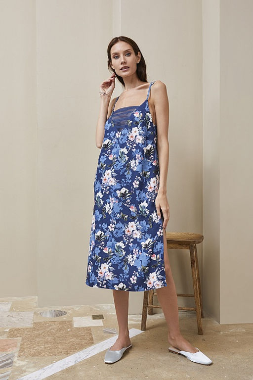 Сорочка 56417 Синий цветы