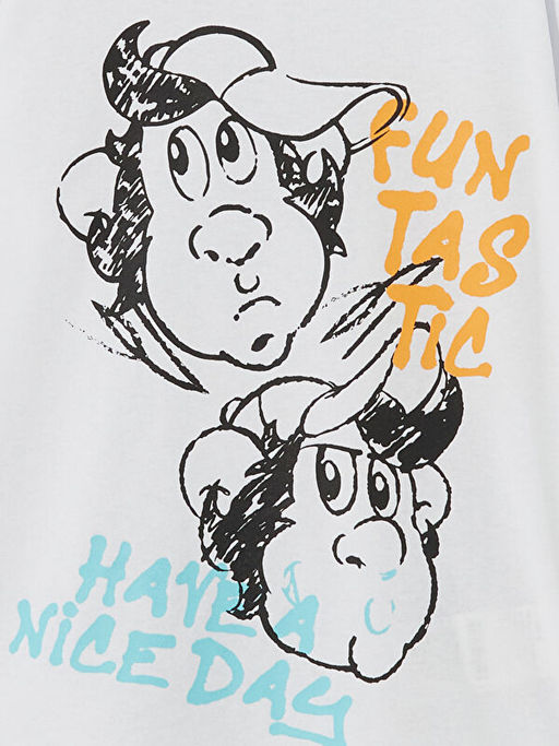 Bisiklet Yaka Nostaljik Maymun Bask?l? Erkek ?ocuk Ti??rt