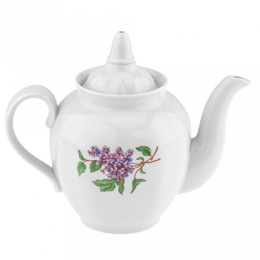 Чайник заварочный фарфоровый Сирень 900мл, д13см, h14см, форма Гранатовый (Россия) - Домашняя мода фото 2