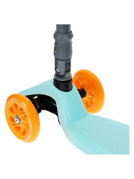Самокат складной GRAFFITI Baby, колёса световые PU 120/70 мм, ABEC 7, цвет бирюзовый