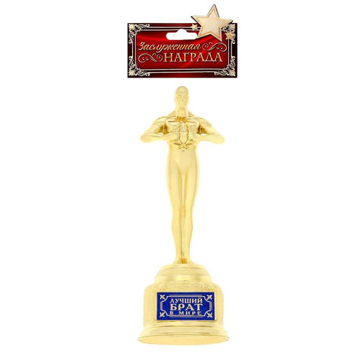 Кубок наградная фигура «Лучший брат в мире», оскар, золото, 18 см