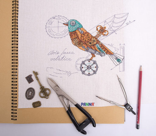 Набор для вышивания PANNA M-1871 Птица механическая 28 х 22 см