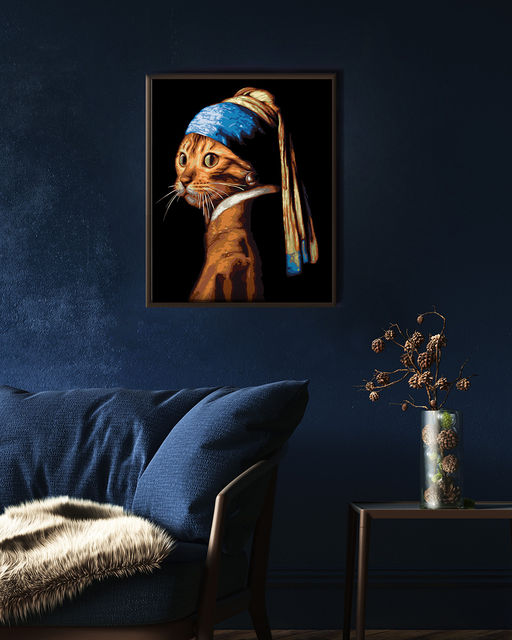 ФРЕЯ PNB/PL-234 Набор для раскрашивания по номерам 50 х 40 см Кошка с жемчужной сережкой  фото 5