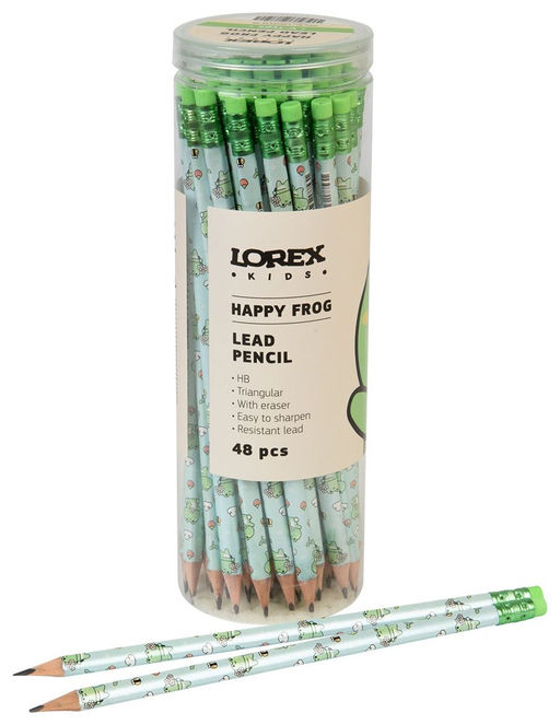 Цена за 5 шт. Карандаш ч/гр. LOREX "Happy Frog" НВ, с ластиком, трехгранный (LXKLPVTE-HF, 251077) корпус с принтом
