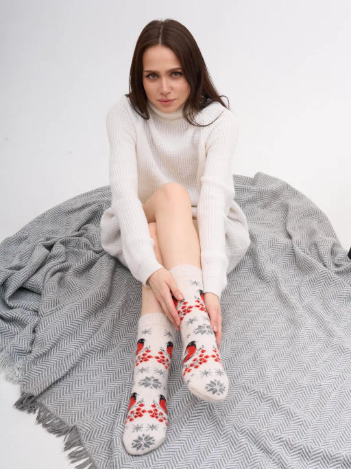 Носки женские Снегирь и снежинки 7652-2 - Рассказовские варежки фото 3