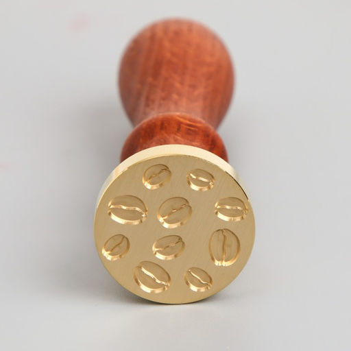 Печать для сургуча с деревянной ручкой «Зёрна кофе», 9×2.5×2.5 см