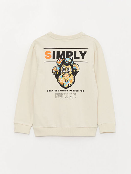 Bisiklet Yaka Nostaljik Maymun Bask?l? Uzun Kollu Erkek ?ocuk Sweatshirt - Waikiki фото 3