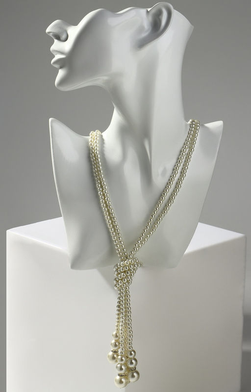 Бусы Узел 2 нити, бусины №6-14, цвет молочный, 80 см