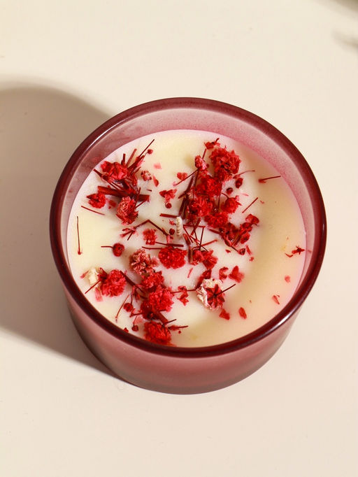 Ароматическая свеча в стакане Aroma botanical, сухоцветы красные, роза, 7.5×7.5×5 см