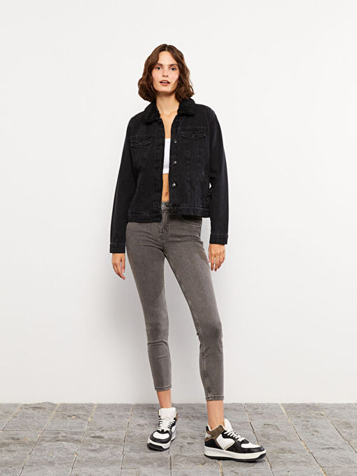 Kad?n Slim Fit D?z Jean Pantolon