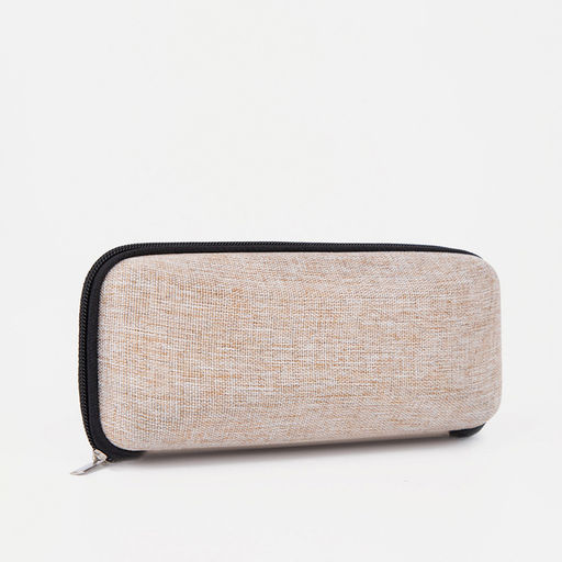 Футляр для очков на молнии, длина 17 см, бежевый