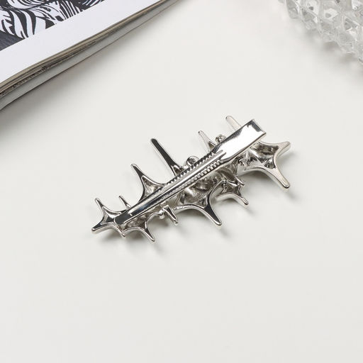 Цена за 6 шт. Зажим для волос «Паула», 6 см, серебро