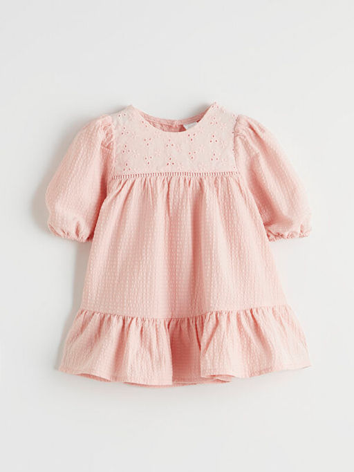 Nak??l? Bisiklet Yaka Balon Kollu K?z Bebek Elbise