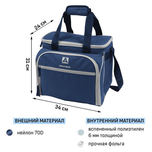 Термосумка "Арктика", с набором для пикника на 4 человека, 13.5 л, 31 х 34 х 24 см