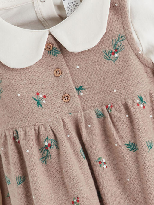 Bebe Yaka K?z Bebek Bluz ve Elbise 2li