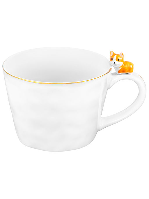 Кружка 300 мл 14*10*7,5 см Собачка белый с золотом, фарфор - Elan gallery фото 3