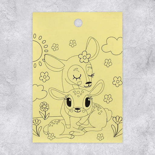 Цена за 10 шт. Наклейки детские бумажные «Олень и медвежонок», c раскраской на обороте, 10×14 см