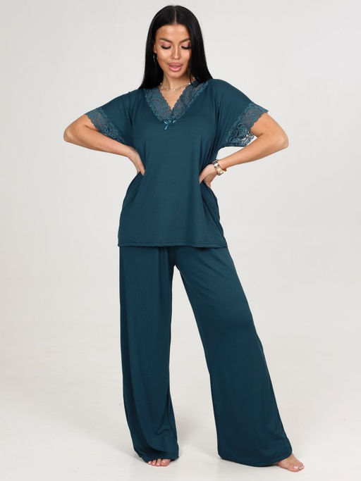 033 ДОМАШНИЙ КОСТЮМ ЖЕНСКИЙ (брюки) (Изумрудный) - А-дина фото 2