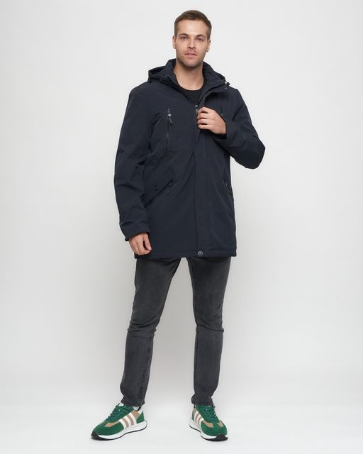 Парка спортивная мужская с капюшоном темно-синего цвета 3369TS - Wonderrman фото 4