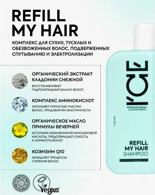 "NS" ICE PROF.REFILL MY HAIR Шампунь д/сухих и повреждённых волос 1000мл
