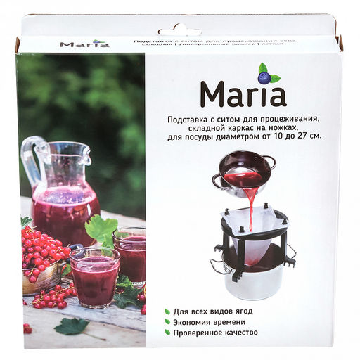 Марья (Maria) Комплект для процеживания: сито-сетка 26х25см, полиэстер; каркас д25х21см разборный, пластик матовый, цвет черный, в цветной коробке (Китай) Подходит для кастрюль и мисок диаметром от 10 до 27см. Подходит для творожного и сырного зерн - Домашняя мода фото 6