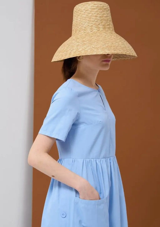 Платье хлопок OD-795-2 с планкой голубое OD-795-2 - Tantino фото 6